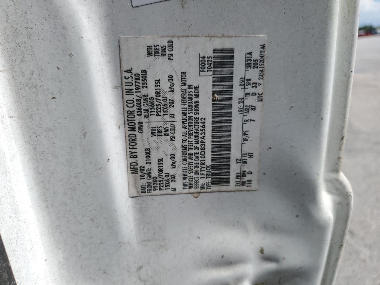 1FTYR10D83PA35642 2003 Ford Ranger