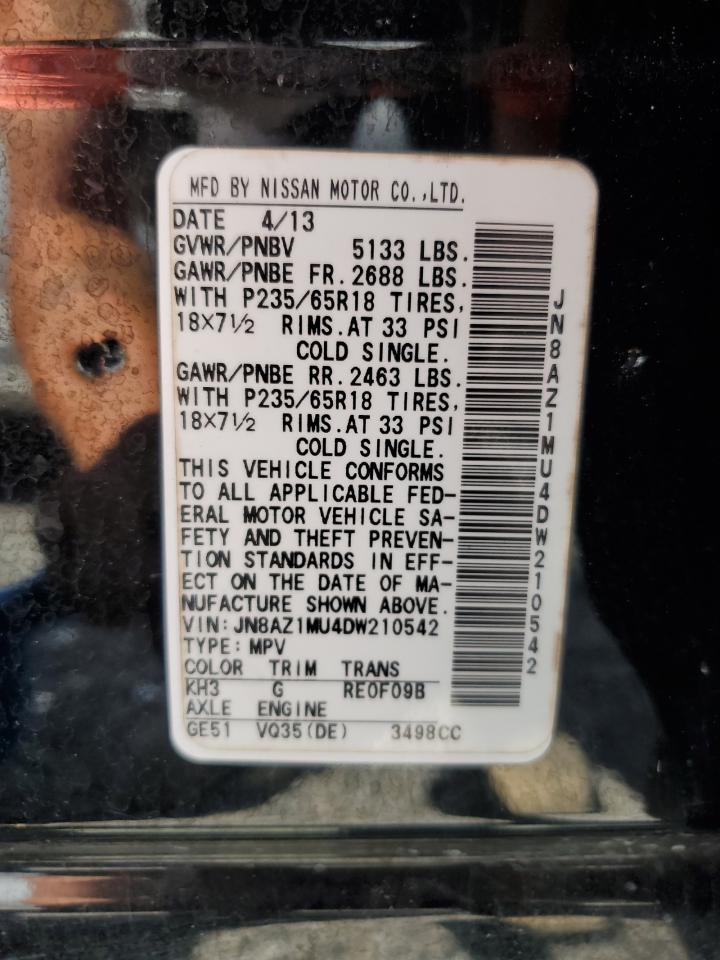 JN8AZ1MU4DW210542 2013 Nissan Murano S
