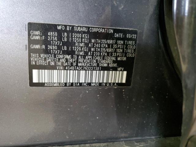 4S4BTADC7N3221381 2022 Subaru Outback Premium