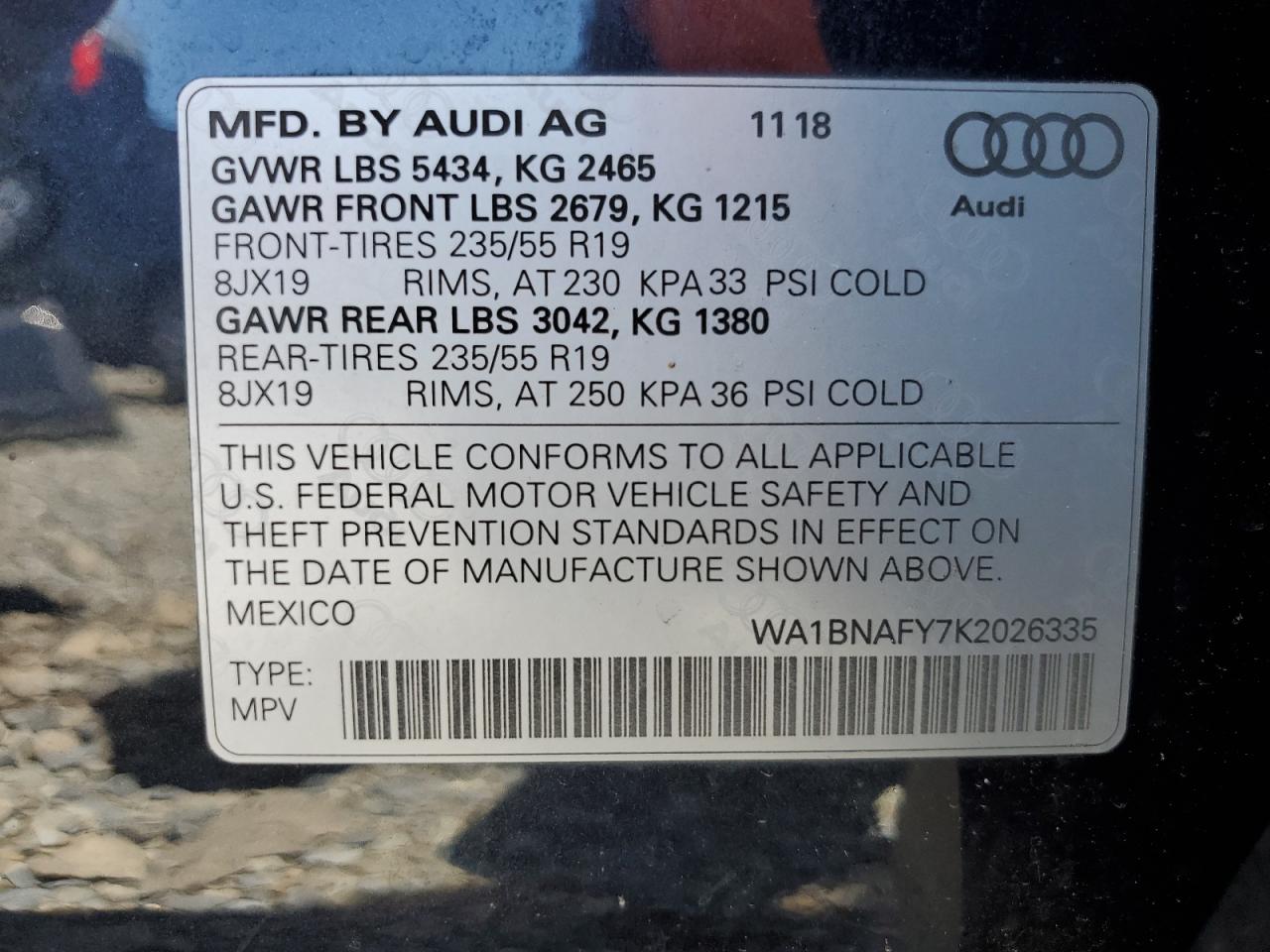WA1BNAFY7K2026335 2019 Audi Q5 Premium Plus