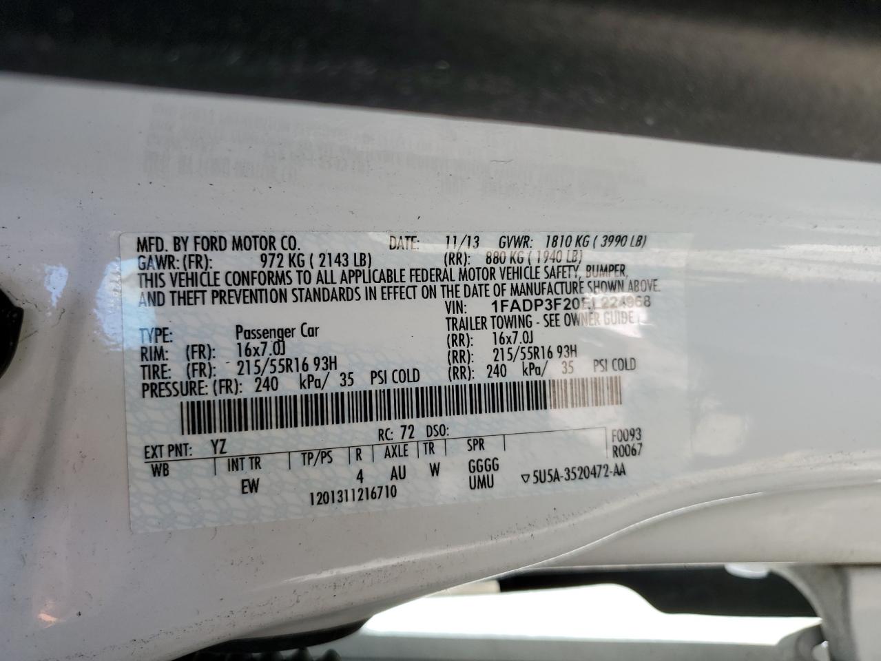 2014 Ford Focus Se vin: 1FADP3F20EL224968