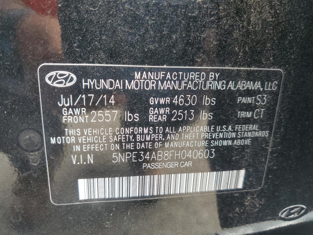 5NPE34AB8FH040603 2015 Hyundai Sonata Sport