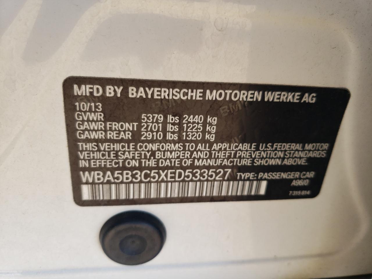 WBA5B3C5XED533527 2014 BMW 535 Xi