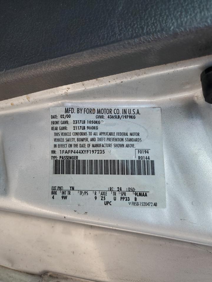 1FAFP444XYF197235 2000 Ford Mustang