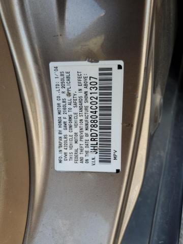 2004 Honda Cr-V Ex VIN: JHLRD78804C021307 Lot: 53310294