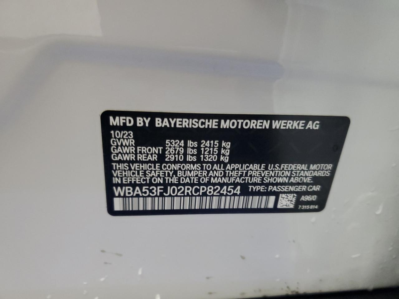 WBA53FJ02RCP82454 2024 BMW 530 Xi