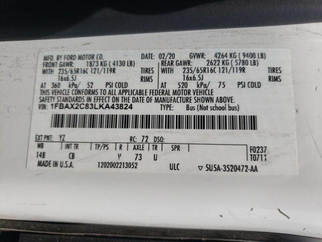 2020 FORD TRANSIT T- - 1FBAX2C83LKA43824