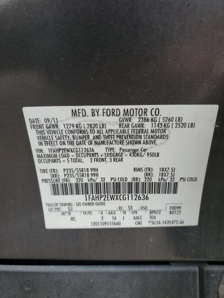 1FAHP2EWXCG112636 2012 Ford Taurus Sel