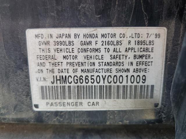 2000 Honda Accord Lx VIN: JHMCG6650YC001009 Lot: 54530224