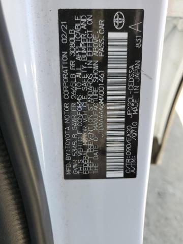 2021 Toyota Mirai Xle VIN: JTDAAAAA8MA001461 Lot: 54261704