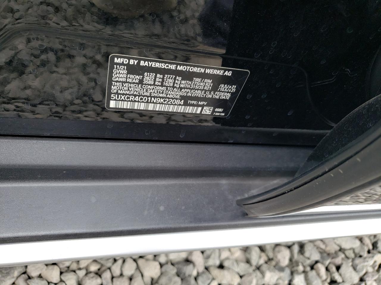 5UXCR4C01N9K22084 2022 BMW X5 Sdrive 40I