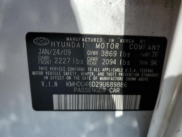 2009 Hyundai Elantra Gls VIN: KMHDU46D29U689886 Lot: 53840064