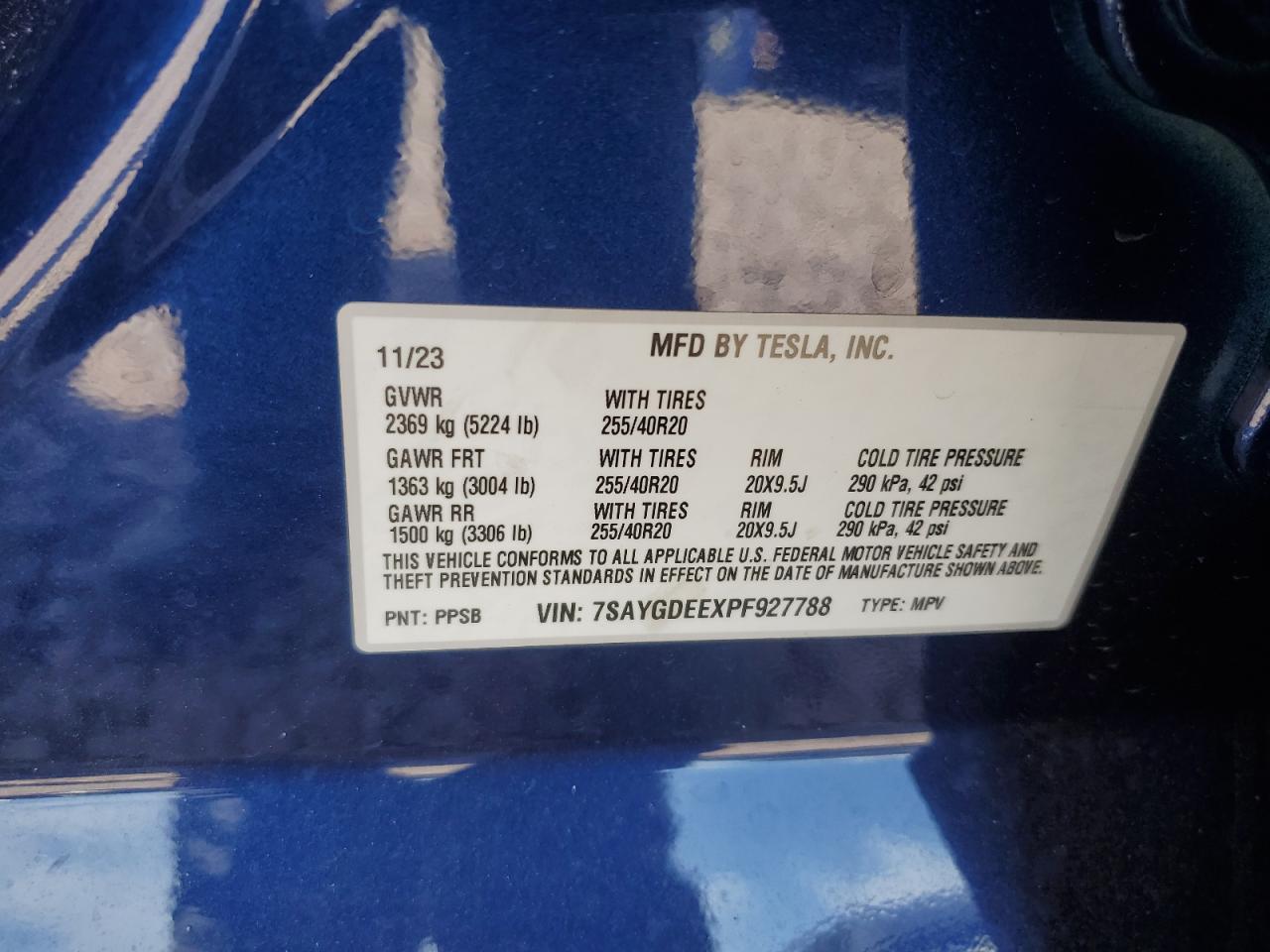 7SAYGDEEXPF927788 2023 Tesla Model Y