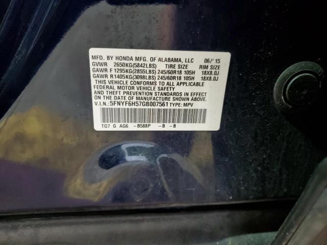 2016 Honda Pilot Exl VIN: 5FNYF6H57GB007561 Lot: 56808774