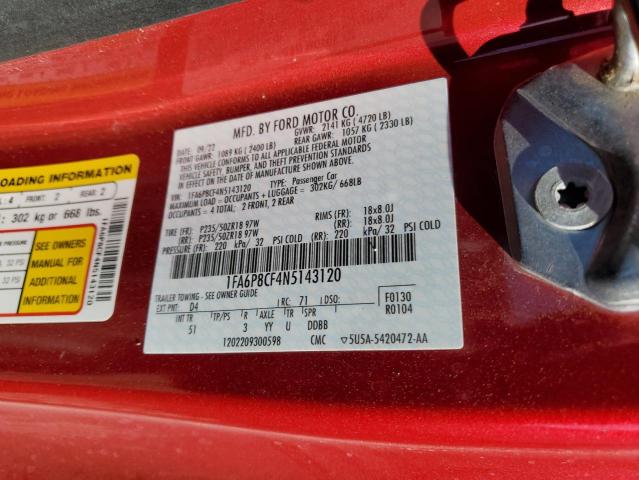 2022 Ford Mustang Gt VIN: 1FA6P8CF4N5143120 Lot: 55935254