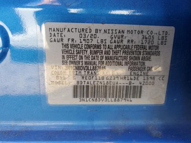 2020 Nissan Versa S VIN: 3N1CN8DV3LL887946 Lot: 54644634