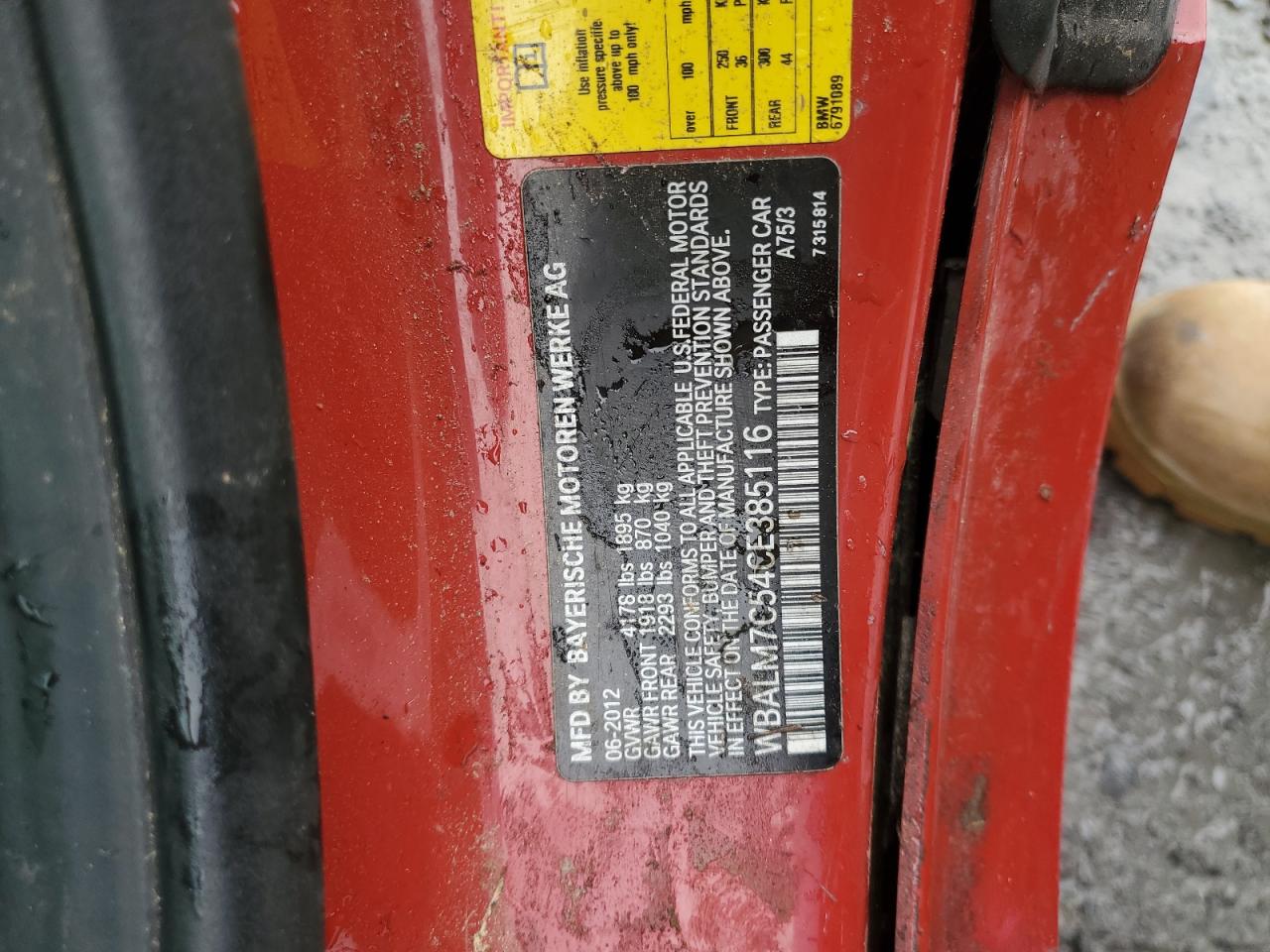 WBALM7C54CE385116 2012 BMW Z4 Sdrive35I