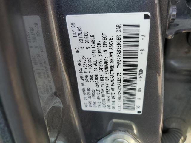 2010 Honda Accord Lx VIN: 1HGCP2F32AA032175 Lot: 53044834
