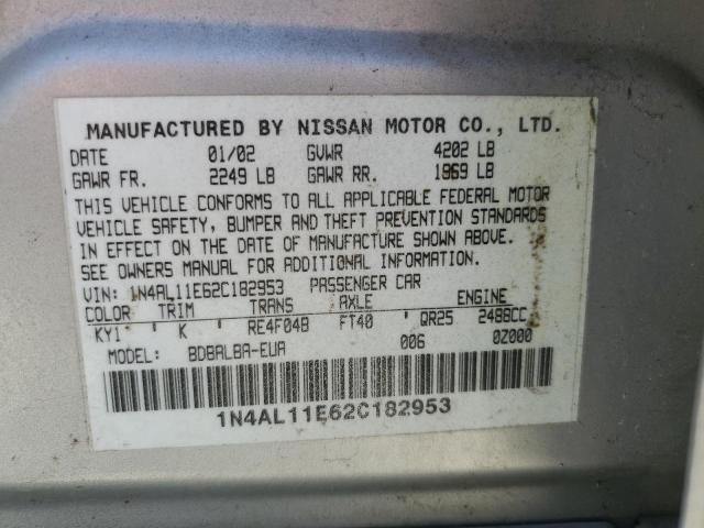 2002 Nissan Altima Base VIN: 1N4AL11E62C182953 Lot: 54654284