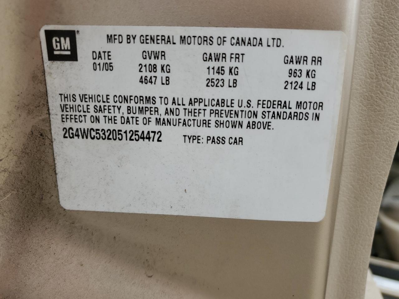 Lot #2587592980 2005 BUICK LACROSSE C