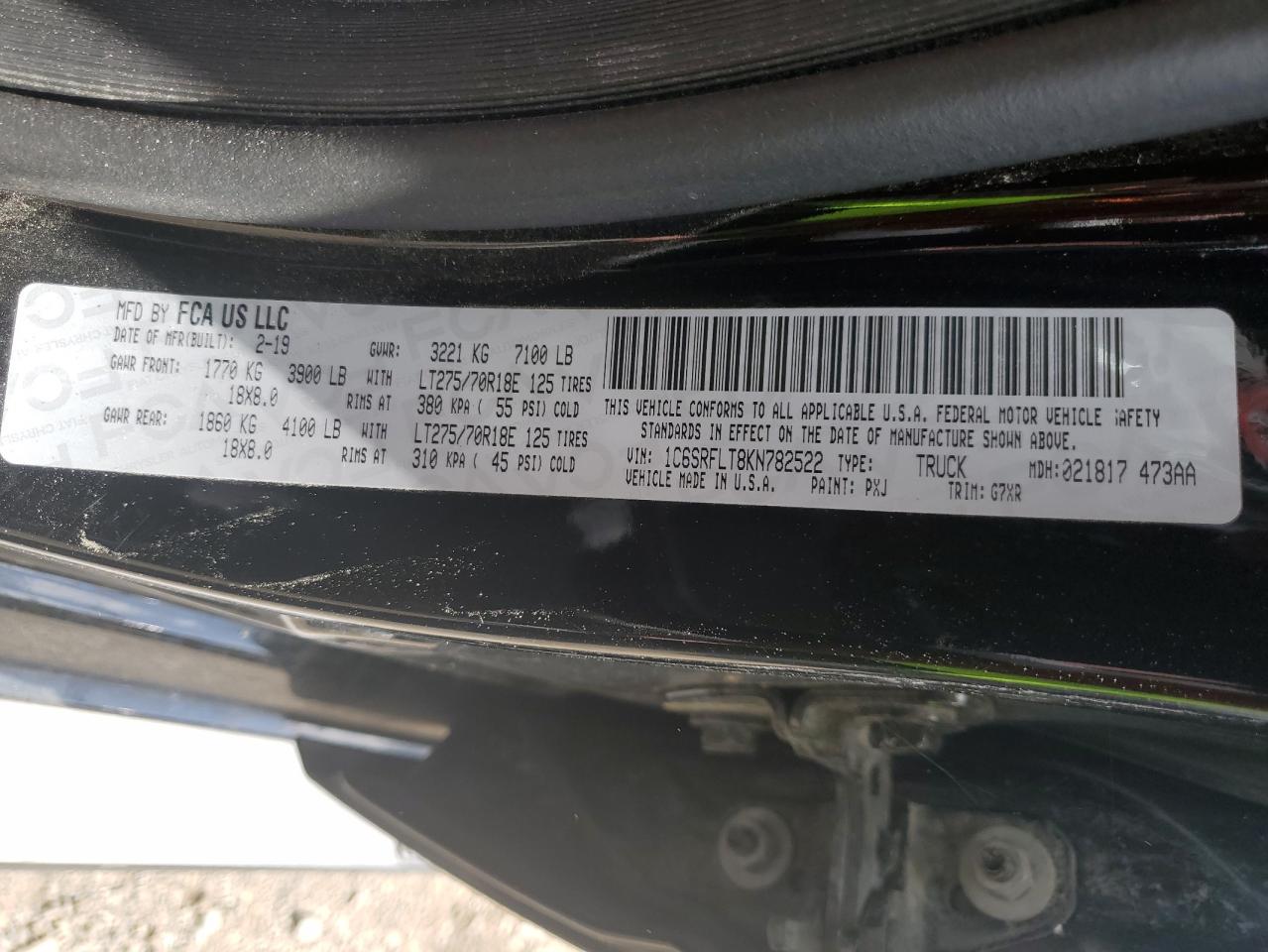 1C6SRFLT8KN782522 2019 Ram 1500 Rebel