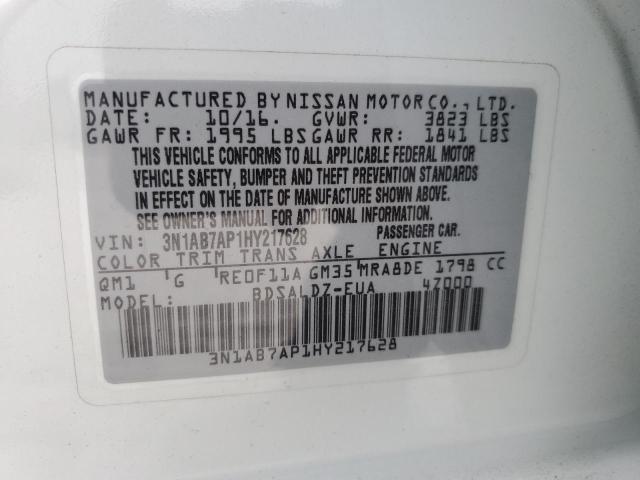 2017 Nissan Sentra S VIN: 3N1AB7AP1HY217628 Lot: 55187374