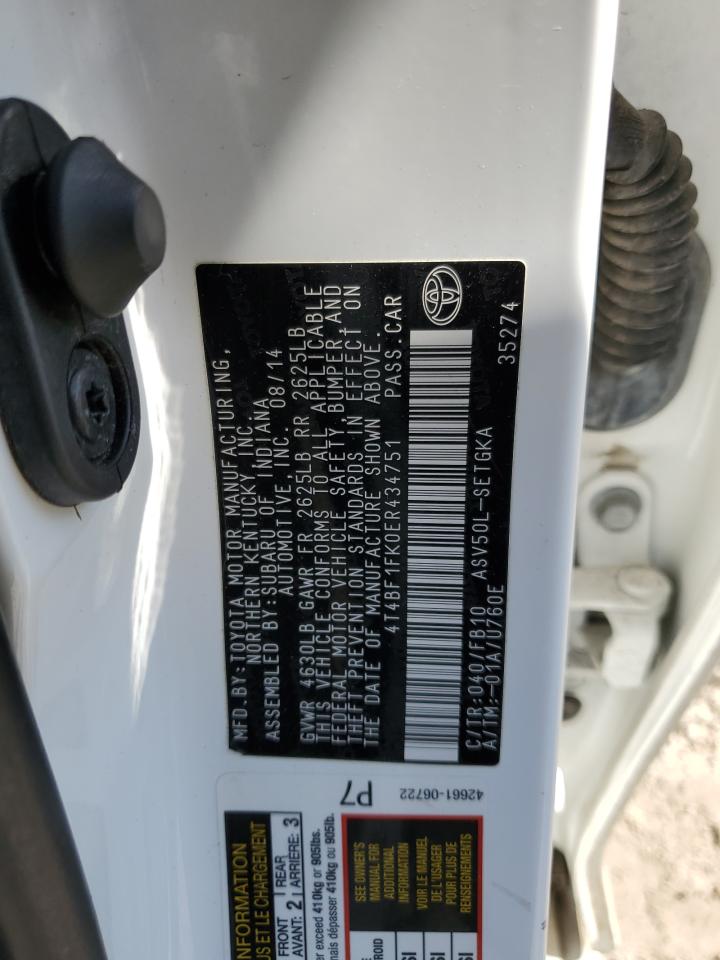4T4BF1FK0ER434751 2014 Toyota Camry L 4T4BF1FK0ER434751 2014 Toyota Camry L
