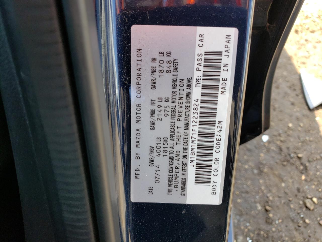 JM1BM1M71F1223824 2015 Mazda 3 Grand Touring