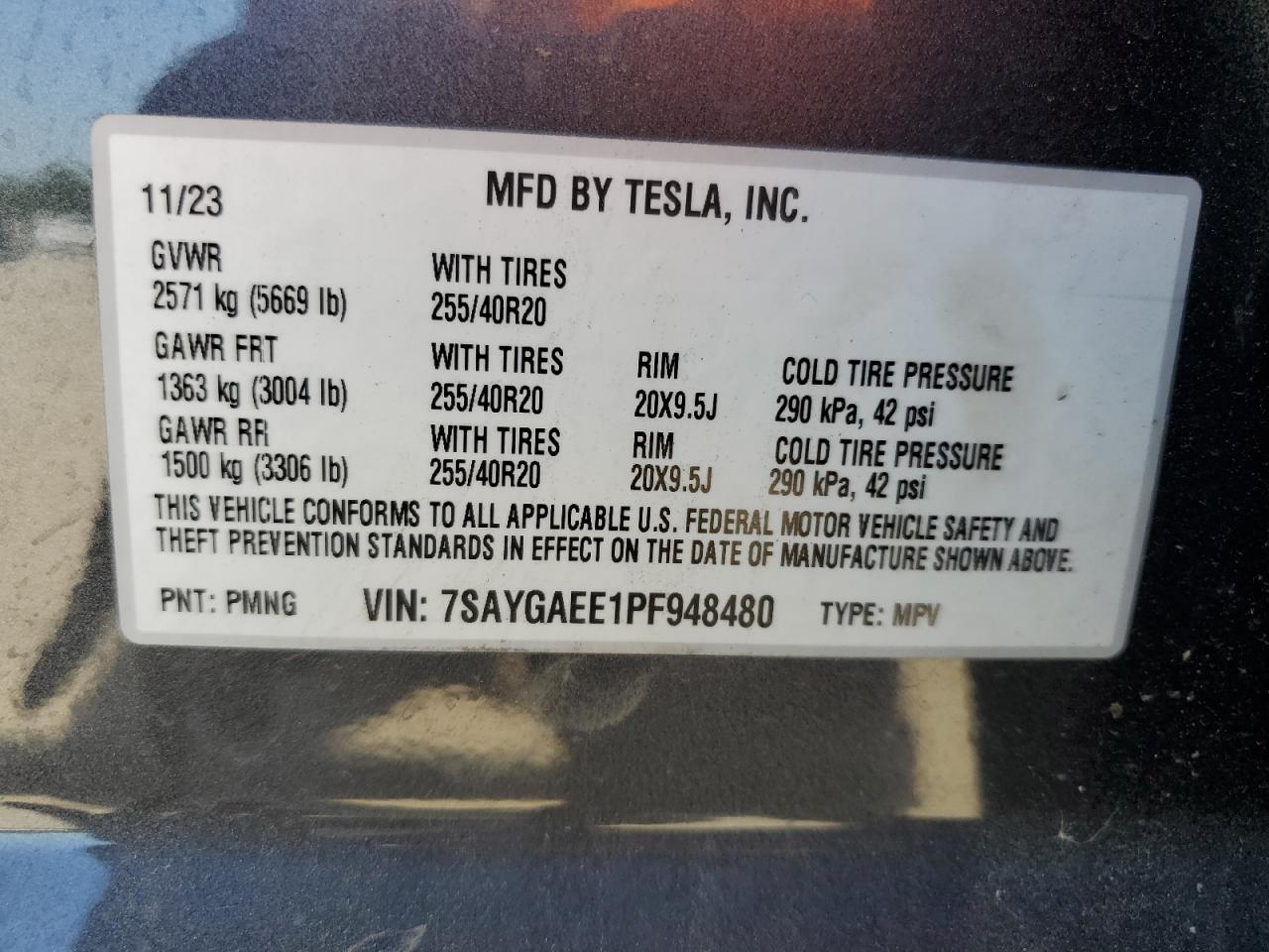 7SAYGAEE1PF948480 2023 Tesla Model Y