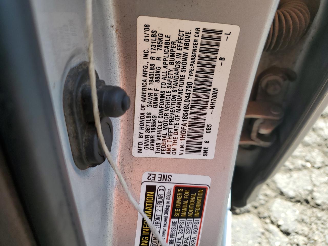 1HGFA16548L044790 2008 Honda Civic Lx