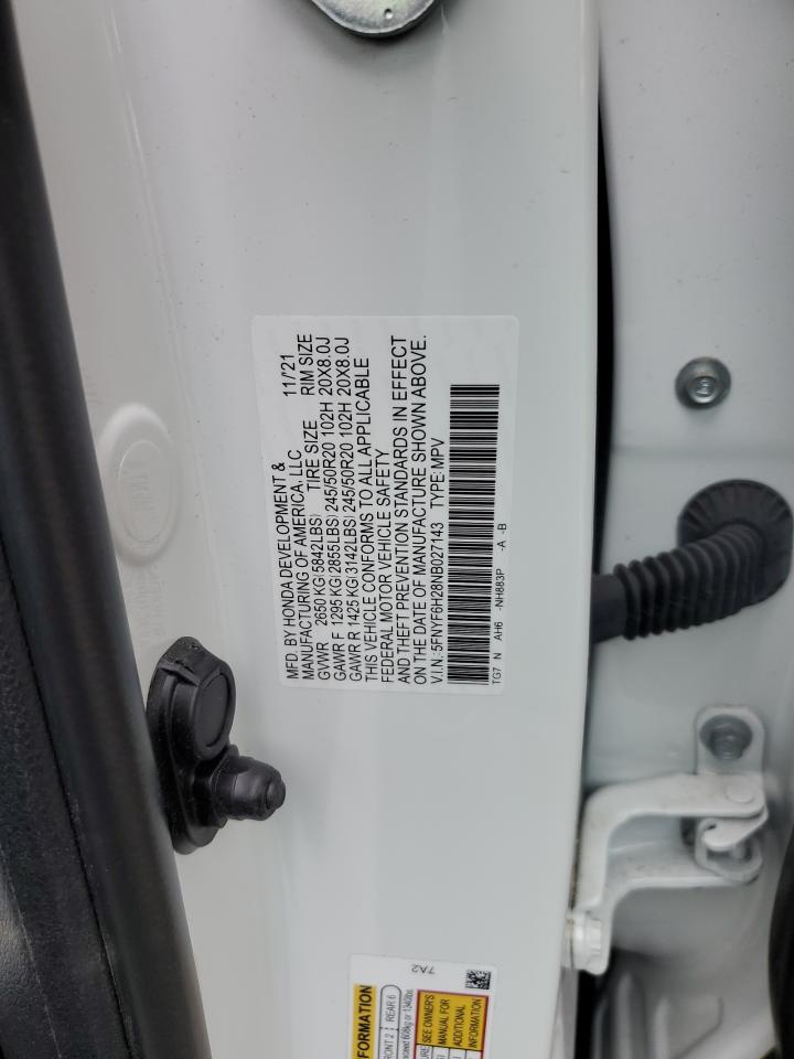 5FNYF6H28NB027143 2022 Honda Pilot Se