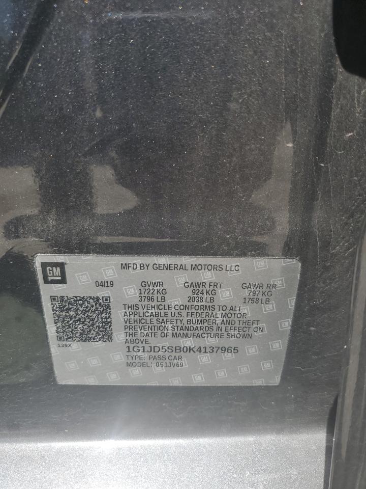 1G1JD5SB0K4137965 2019 Chevrolet Sonic Lt