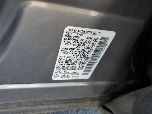 2009 Nissan Murano S VIN: JN8AZ18W39W211197 Lot: 53869294