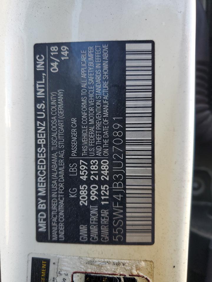 55SWF4JB3JU270891 2018 Mercedes-Benz C 300