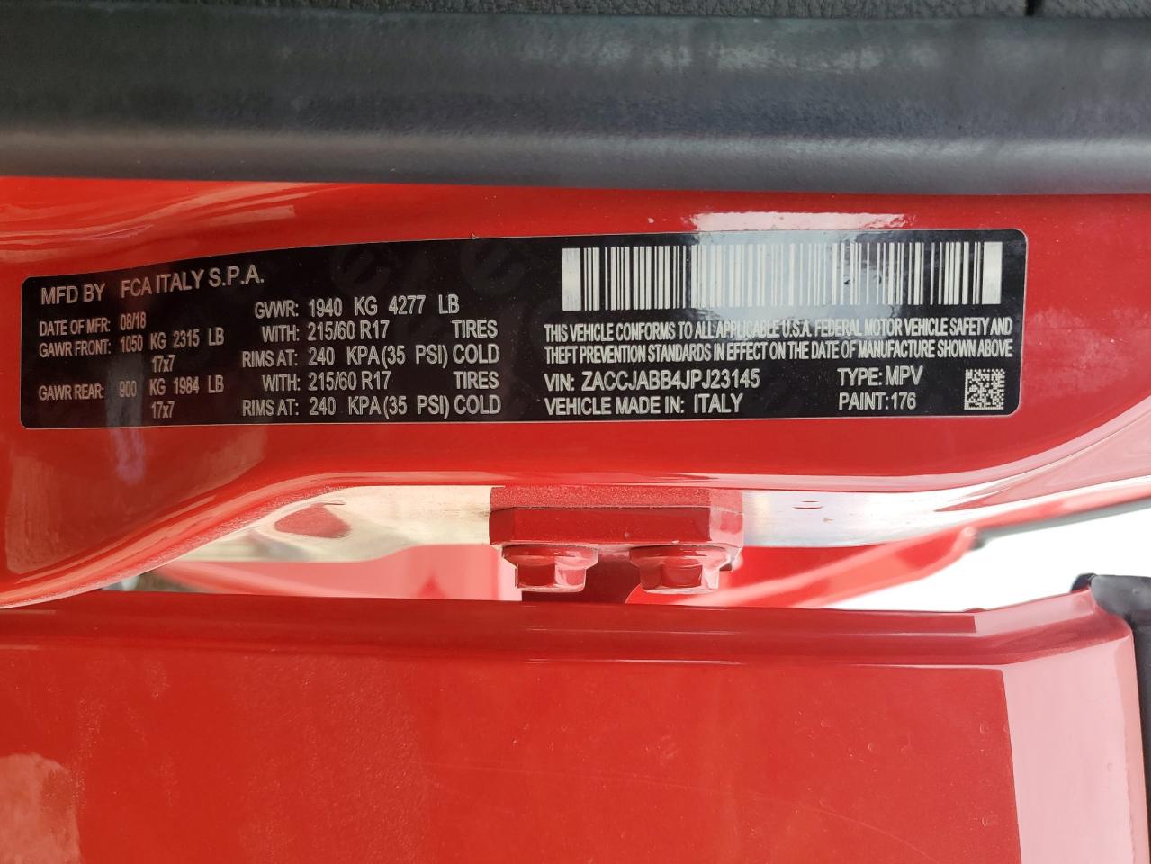 ZACCJABB4JPJ23145 2018 Jeep Renegade Latitude