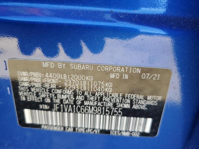 2021 Subaru Wrx Premium VIN: JF1VA1C66M9815755 Lot: 64625774