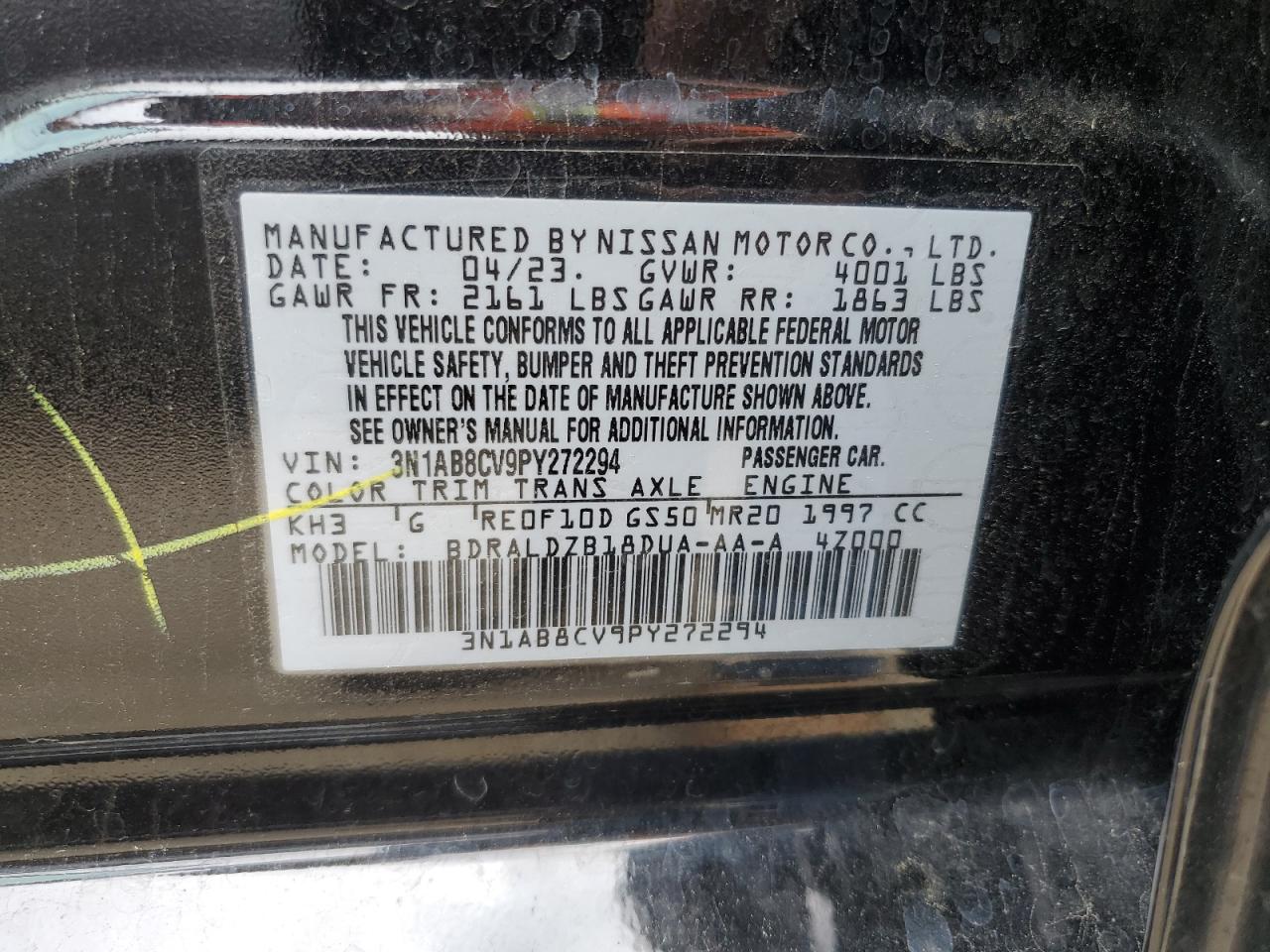 3N1AB8CV9PY272294 2023 Nissan Sentra Sv