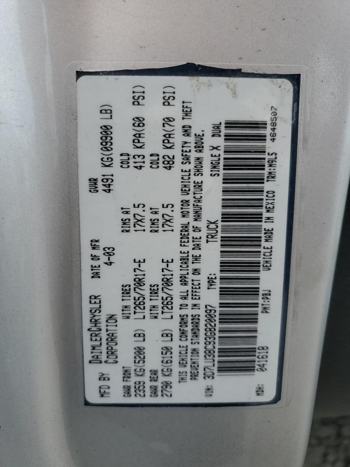 3D7LU38C93G820097 2003 Dodge Ram 3500 St