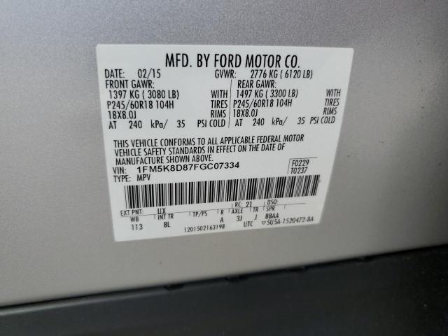 2015 FORD EXPLORER X - 1FM5K8D87FGC07334