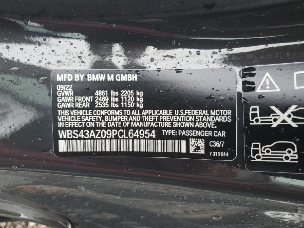 WBS43AZ09PCL64954 2023 BMW M4 Competition