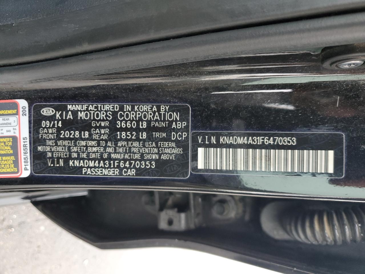 KNADM4A31F6470353 2015 Kia Rio Lx