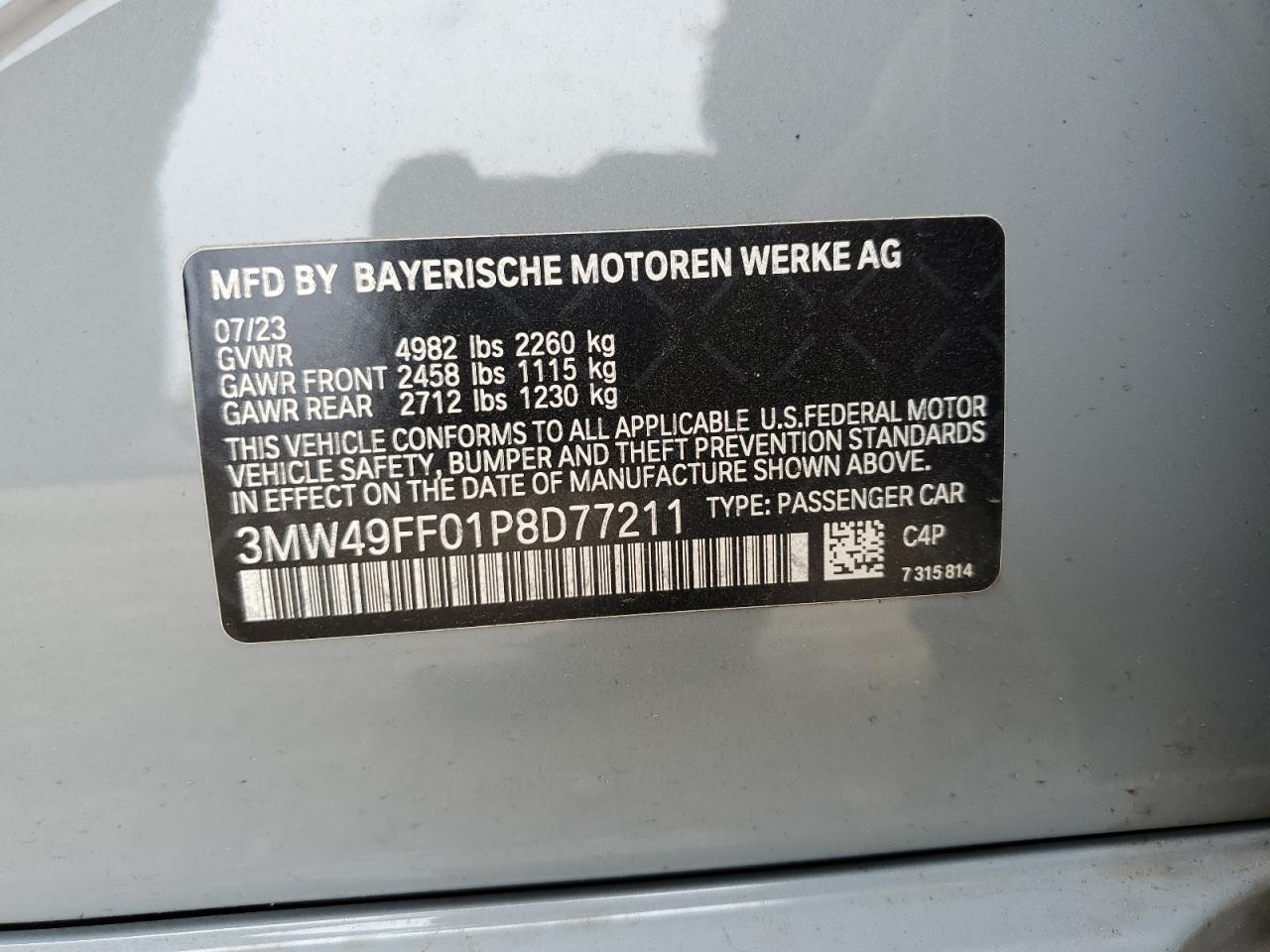 3MW49FF01P8D77211 2023 BMW M340Xi