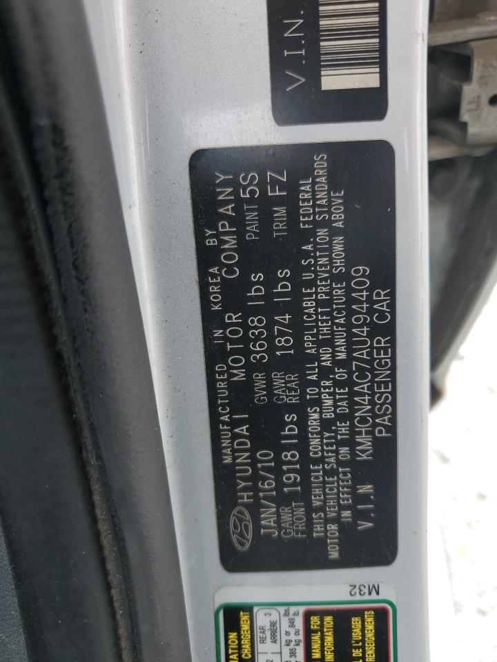 KMHCN4AC7AU494409 2010 Hyundai Accent Gls