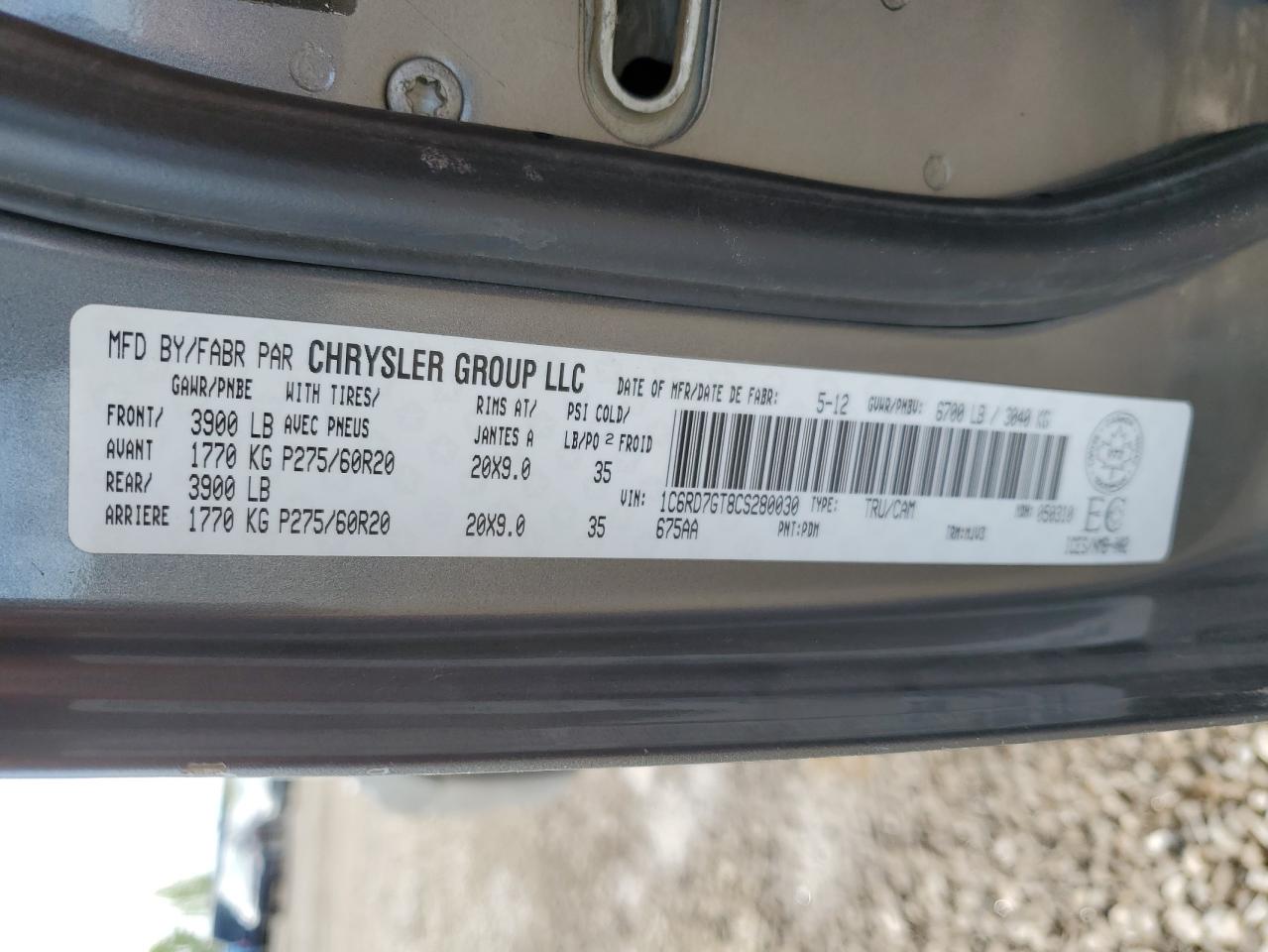 1C6RD7GT8CS280030 2012 Dodge Ram 1500 Slt