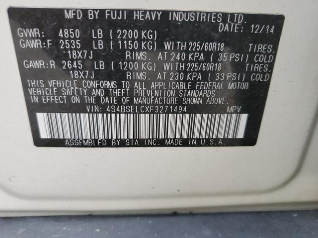 2015 Subaru Outback 3.6R Limited VIN: 4S4BSELCXF3271494 Lot: 55806004