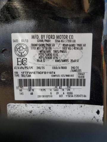 2013 Ford F150 Supercrew VIN: 1FTFW1ET9DFB11974 Lot: 57339714