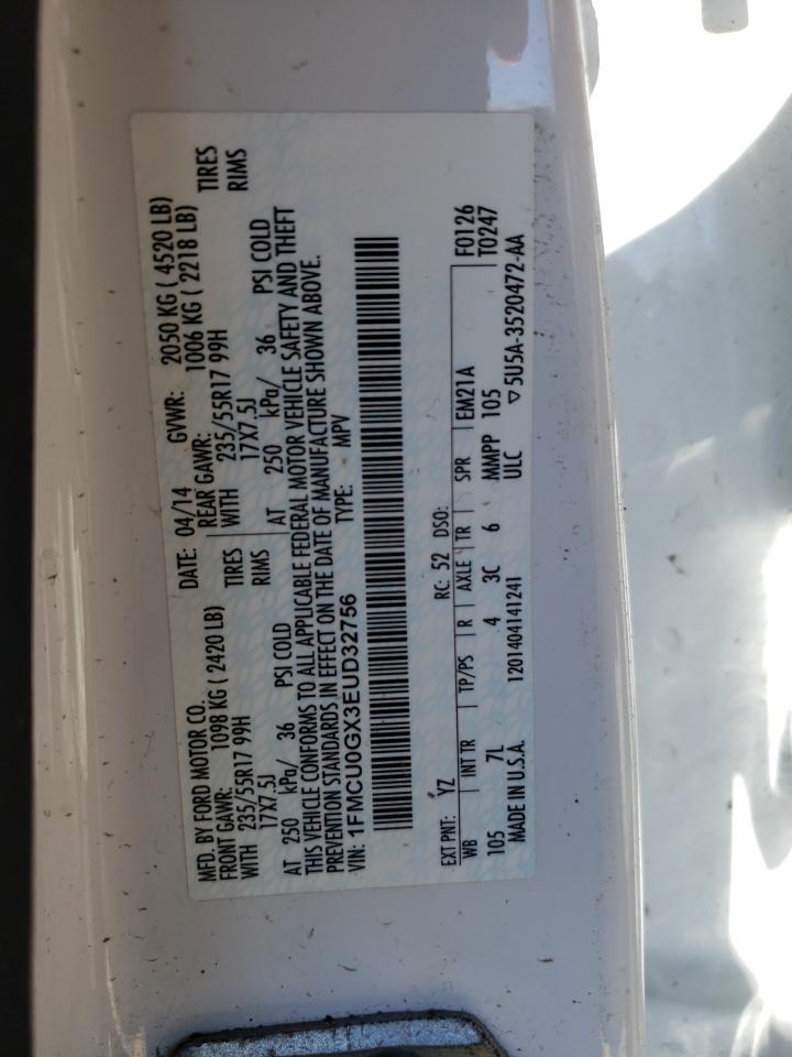 1FMCU0GX3EUD32756 2014 Ford Escape Se