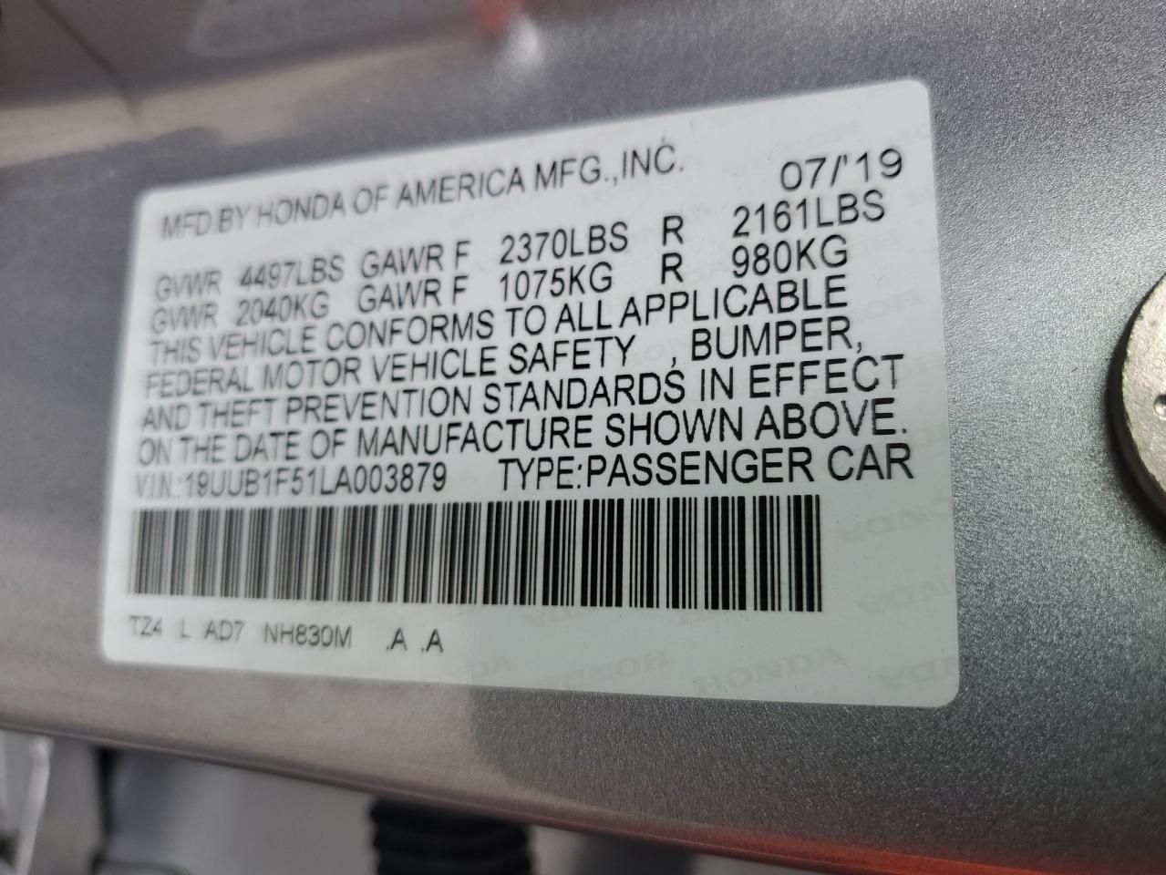 19UUB1F51LA003879 2020 Acura Tlx Technology