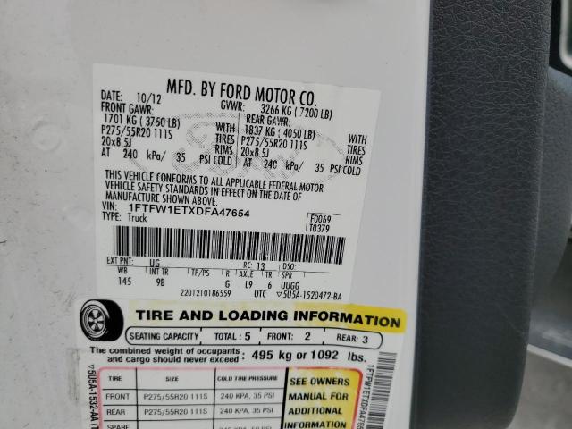 2013 Ford F150 Supercrew VIN: 1FTFW1ETXDFA47654 Lot: 56194514