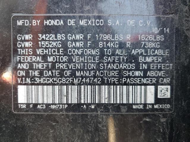 2015 Honda Fit Ex VIN: 3HGGK5G82FM744742 Lot: 56563174